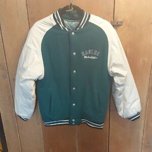 Reebok Eagles Varsity Jacket in Green and White